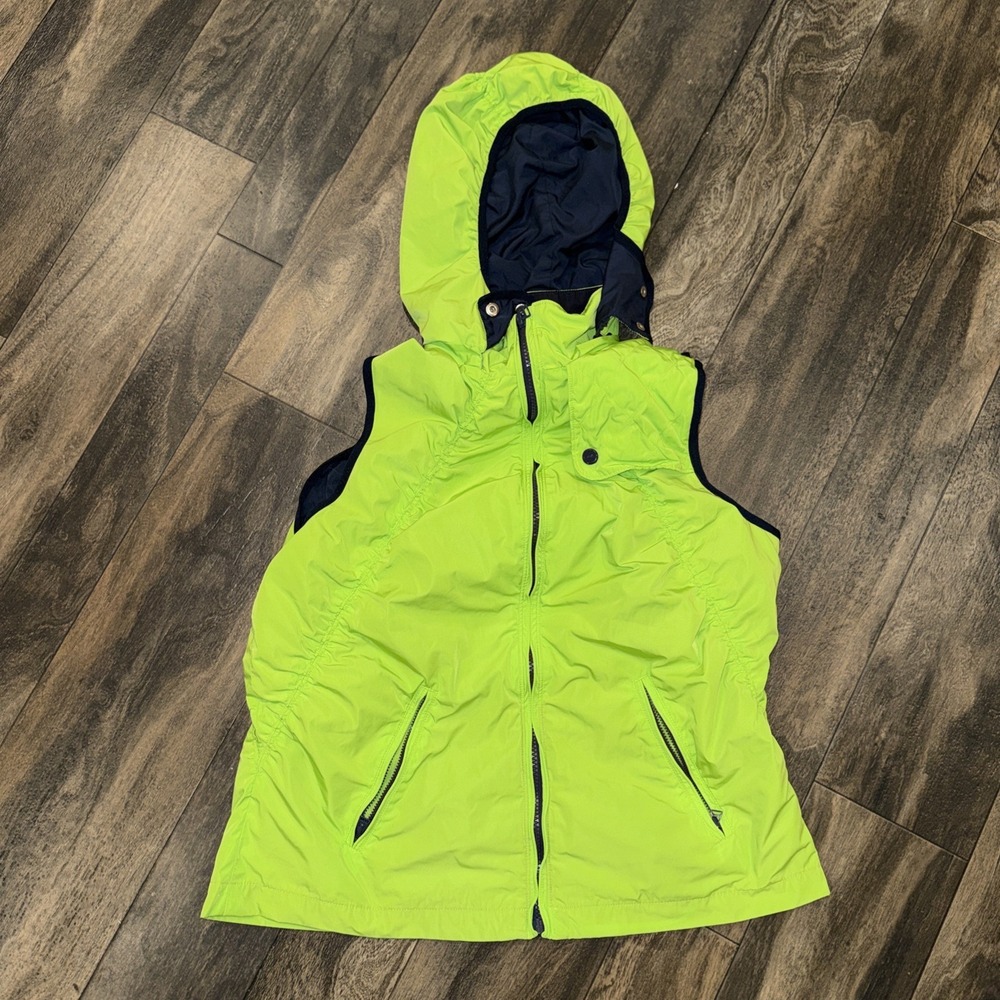 Lauren Ralph Lauren Active Vest Women's L Neon Green Hooded Windbreaker Athletic